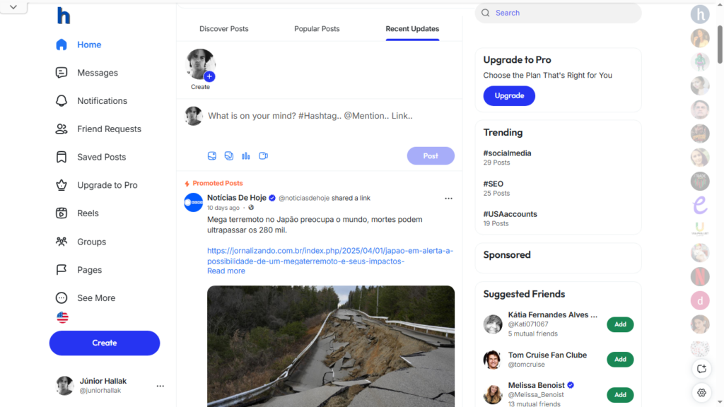 Hallbook, uma rede social muito parecida com o X ou antigo Twitter e um pouco parecida com o Facebook